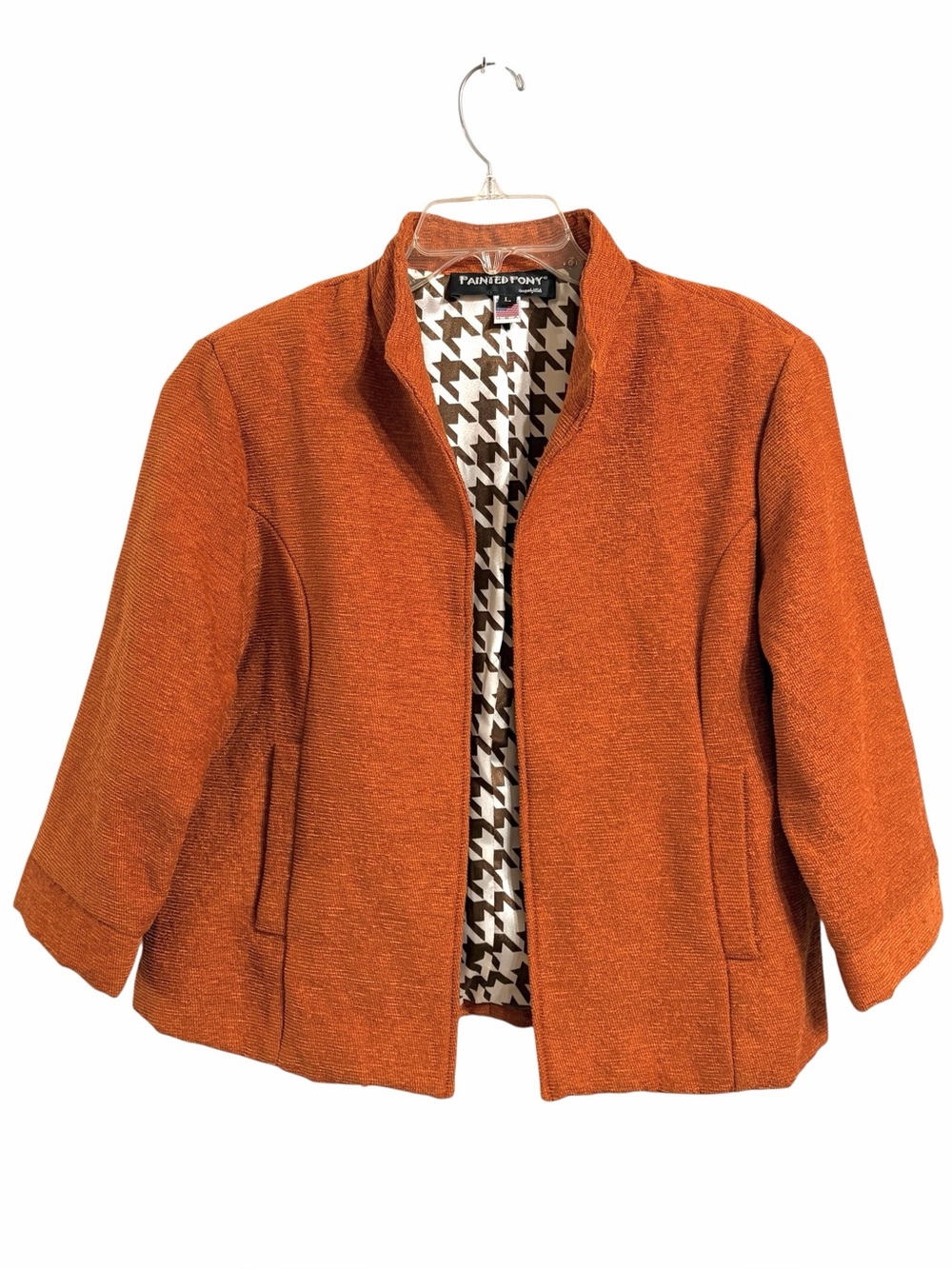 Painted Pony Vintage Woven Western Blazer Womens L Rust Open Front Southwestern